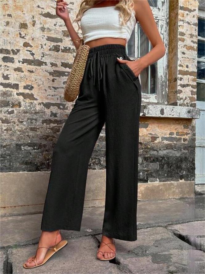 High Waist Wide Leg Pants with Pockets