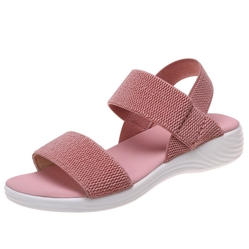 Wide Strap Flat Sandals with Ankle Band