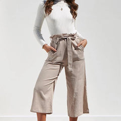 Pantalon court à jambes larges avec poches