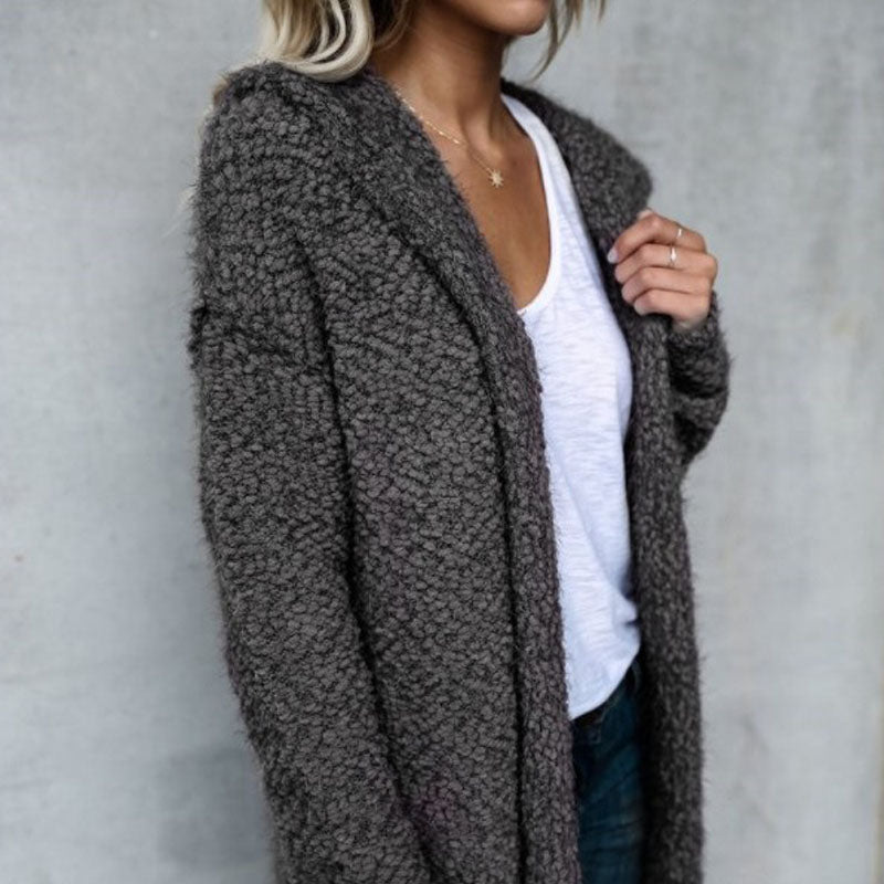 Long Sleeve Hooded Fleece Cardigan Jacket in 4 Colors S-5XL