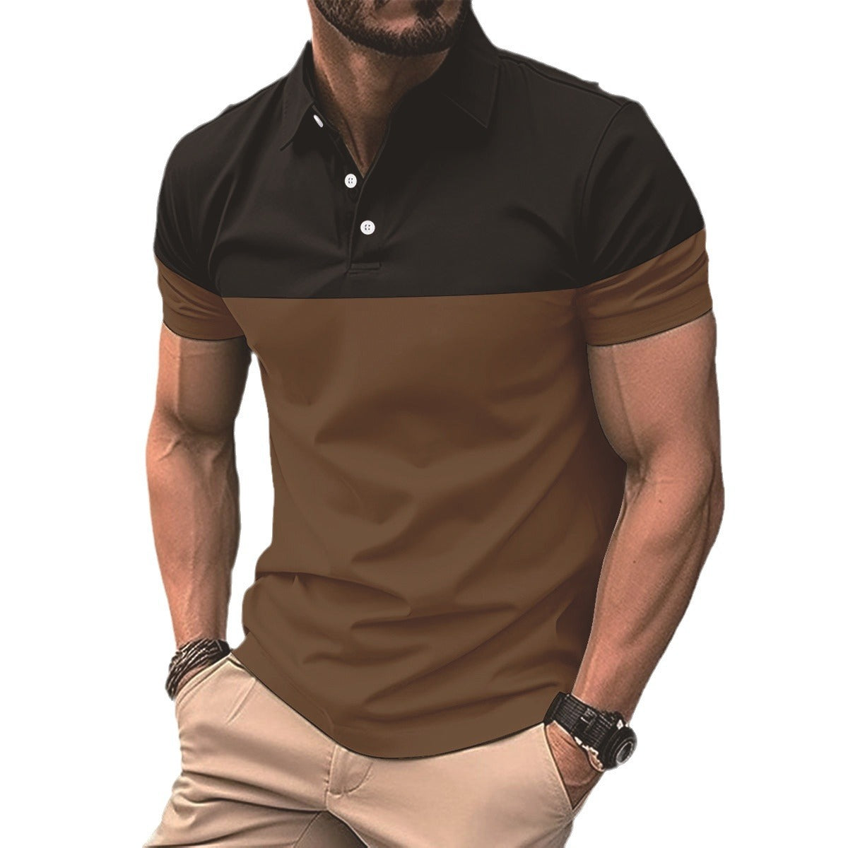 Men's Casual Colorblock Polo Shirt in 8 Colors S-XXXL