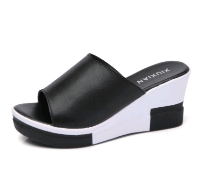 Leather Open Toe Wedge Sandals in 2 Colors