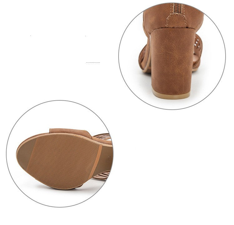 Open Toe Roman High Heel Shoes