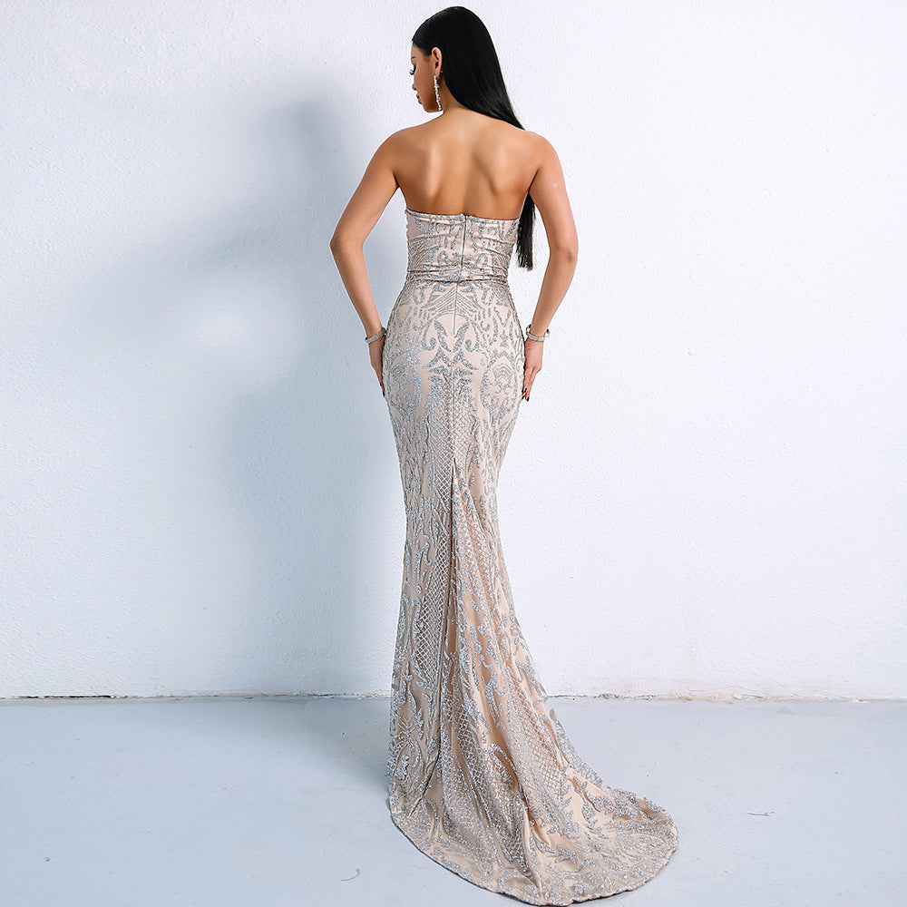 Strapless Evening Dress with High Low Hem in 2 Colors XS-L