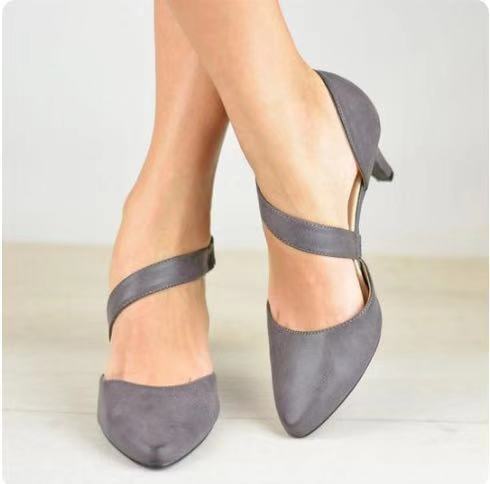Pointed Toe Cross Strap Shoes with Short Stiletto Heel in 5 Colors
