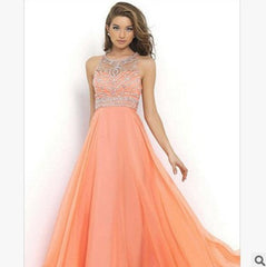 High Waist Halter Neck Chiffon Gown in 2 Colors S-XXXL