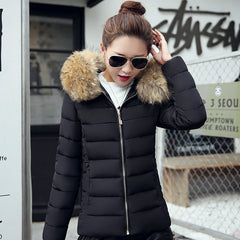 Quilted Down Jacket with Fur-Lined Hood in 4 Colors M-4XL