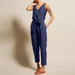 V-Neck Sleeveless Cropped Jumpsuit with Pockets