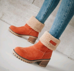 Thick Heel Fleece Lined Suede Snow Boots in 5 Colors