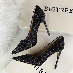 Sequined High Heel Stilettos with Pointed Toe in 8 Colors