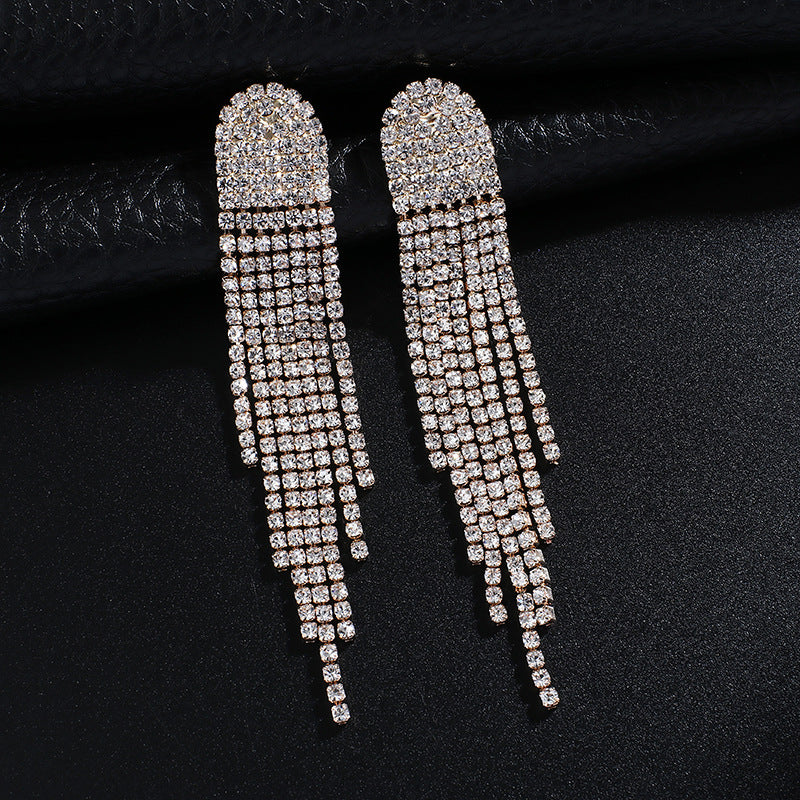 Rhinestone Tassel Earrings in 4 Colors