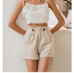 Casual Pleated Shorts with Pockets in 2 Colors S-L
