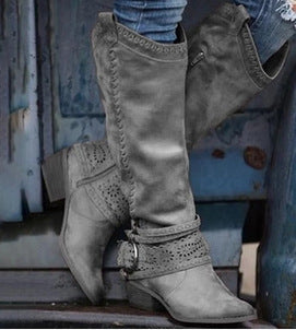 Suede Knight Boots with Short Wide Heel in 6 Colors
