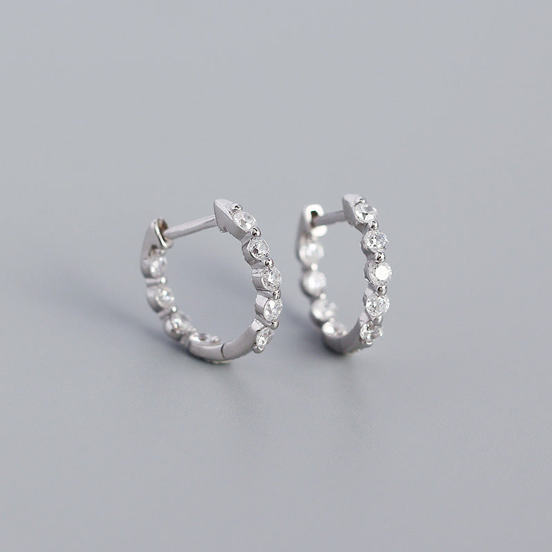 Sterling Silver Zircon Diamond Loop Earrings
