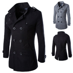 Men's Double Breasted Woolen Coat in 5 Colors M-4XL