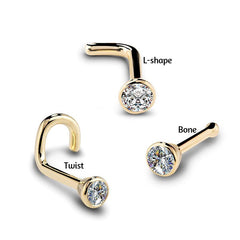 Nose Stud with Gem in 3 Colors and 4 Sizes