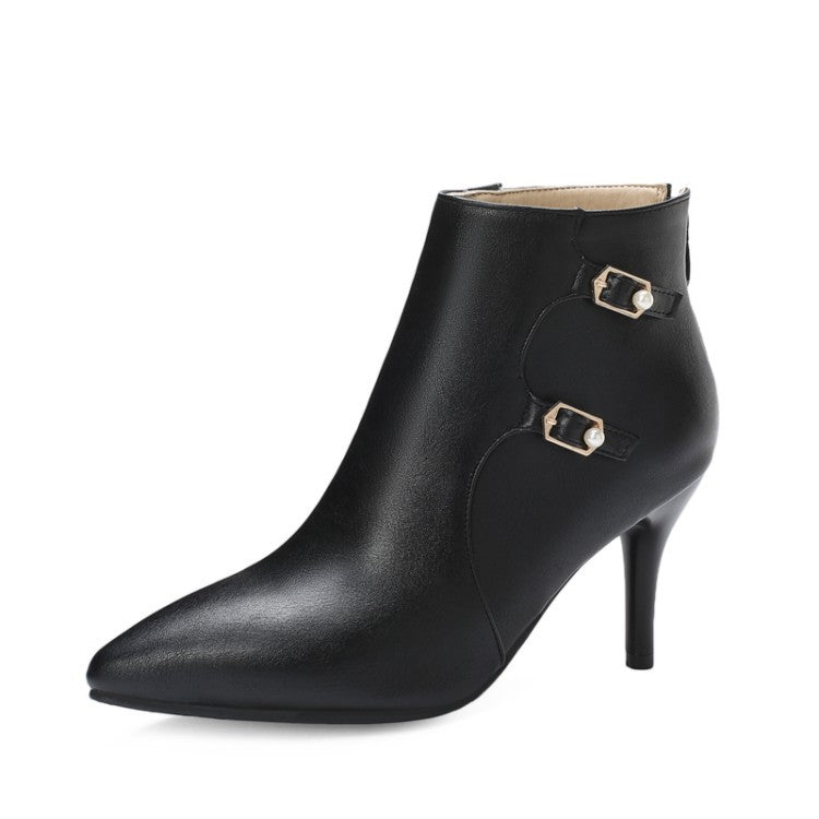 High Heel Ankle Boots with Pointed Toe and Stiletto Heel