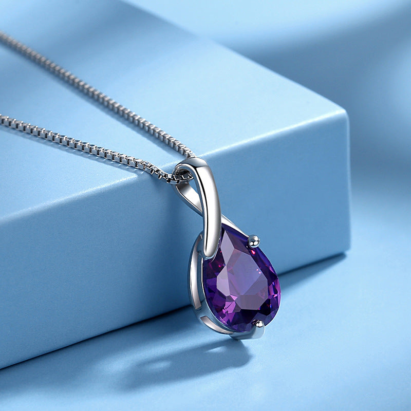 Sterling Silber Halskette mit Amethyst Anhänger