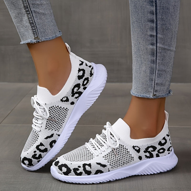 Schnür-Sneaker mit Leopardenmuster in 4 Farben