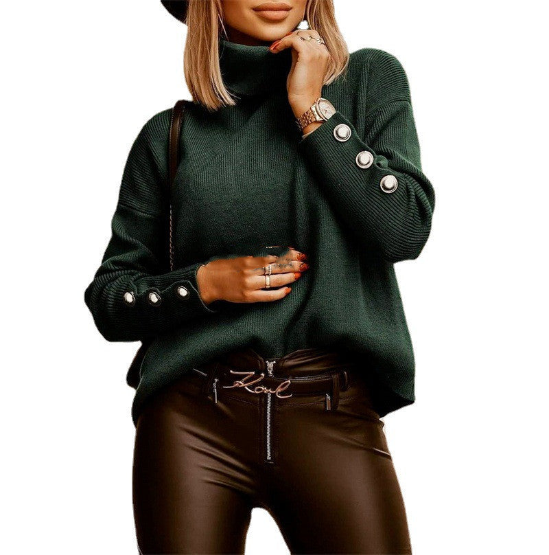 Solid Colour Turtleneck Sweater