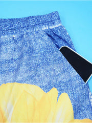 Floral Butterfly Print Wide Leg Jeans