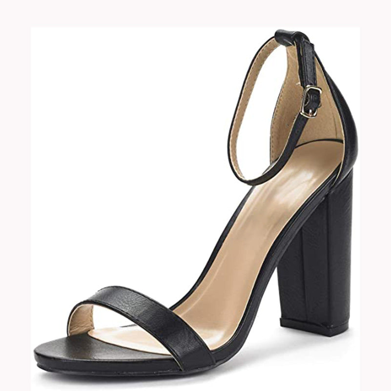 Suede High Block Heels with Ankle Strap