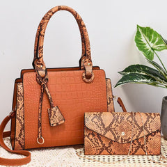 Snake Print Hand Shoulder Bag Two Piece Set
