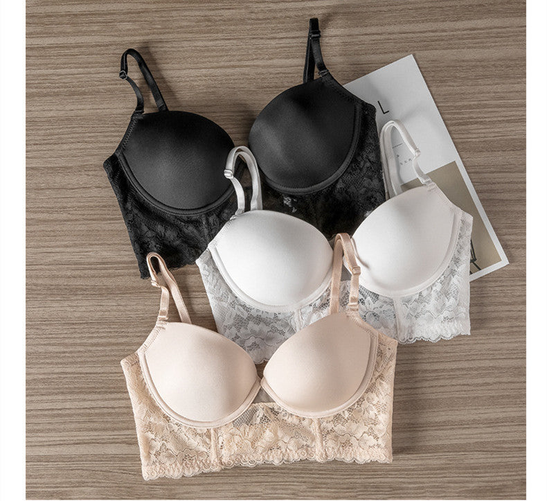 Soutien-gorge dos nu sans coutures avec bretelles amovibles réglables et dentelle en 3 couleurs