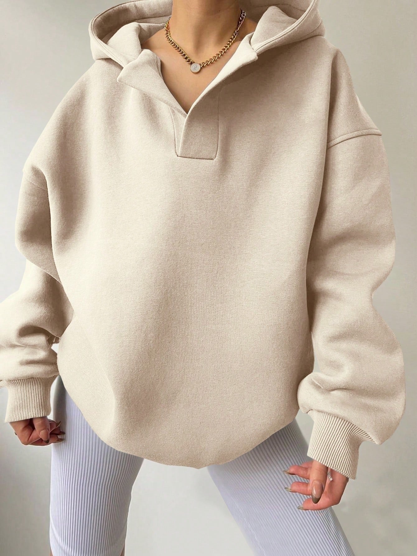 Loose Fit Long Sleeve Hooded Sweatshirt