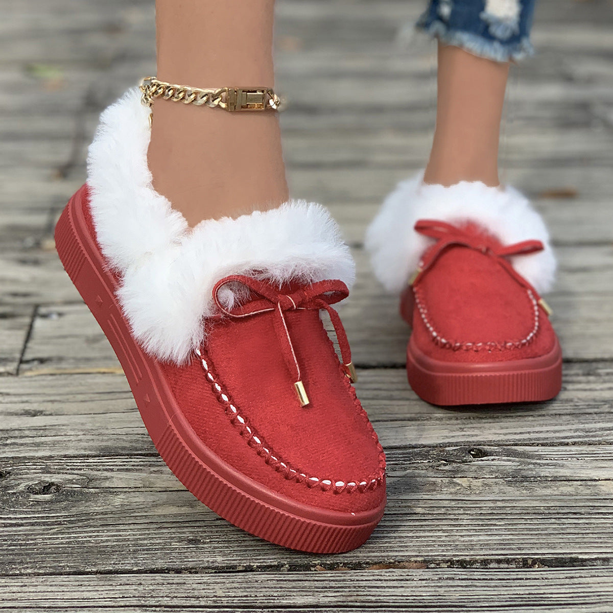 Plush Suede Platform Slippers