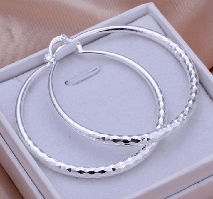 Large Silver-Plated Hoop Earrings