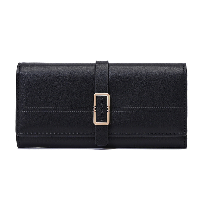 Solid Colour Tri-Fold Clutch Wallet