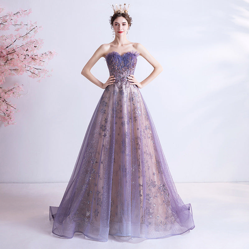 Strapless Purple Evening Prom Dress XS-3XL