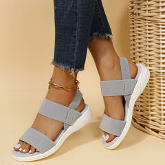 Wide Strap Flat Sandals with Ankle Band