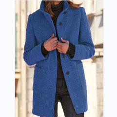 Manteau en laine avec poches et col montant