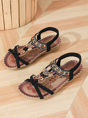 Low Heel Beaded Sandals