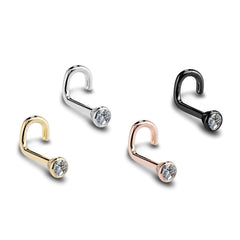 Nose Stud with Gem in 3 Colors and 4 Sizes