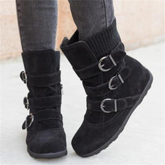 Slip-On Snow Boots with Buckles in 4 Colors