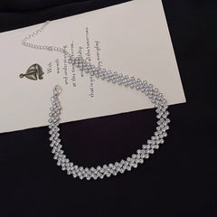 Funkelnde Strass Choker Silber Halskette
