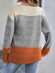 Boat Neck Knit Long Sleeve Sweater