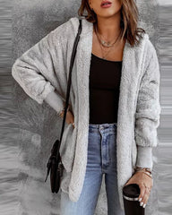 Plüschiger Langarm-Cardigan in 7 Farben S-3XL