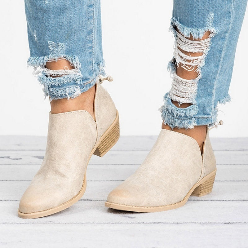 Low Heel Ankle Boots in 3 Colors