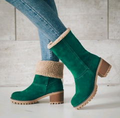 Thick Heel Fleece Lined Suede Snow Boots in 5 Colors