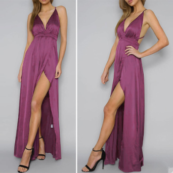 V-Neck Halter Maxi Dress with Open Back in 12 Colors S-XXL