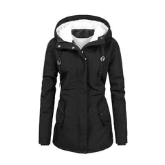 Fleecegefütterte Jacke mit Kapuze mit Kordelzug