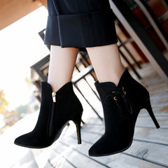 Suede Ankle Length Stiletto Boots