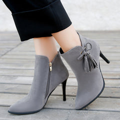 Suede Ankle Length Stiletto Boots
