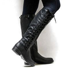 Low Heel Knee High Boots with Side Zipper