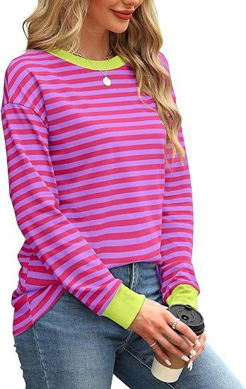 Round Neck Striped Long Sleeve Shirt
