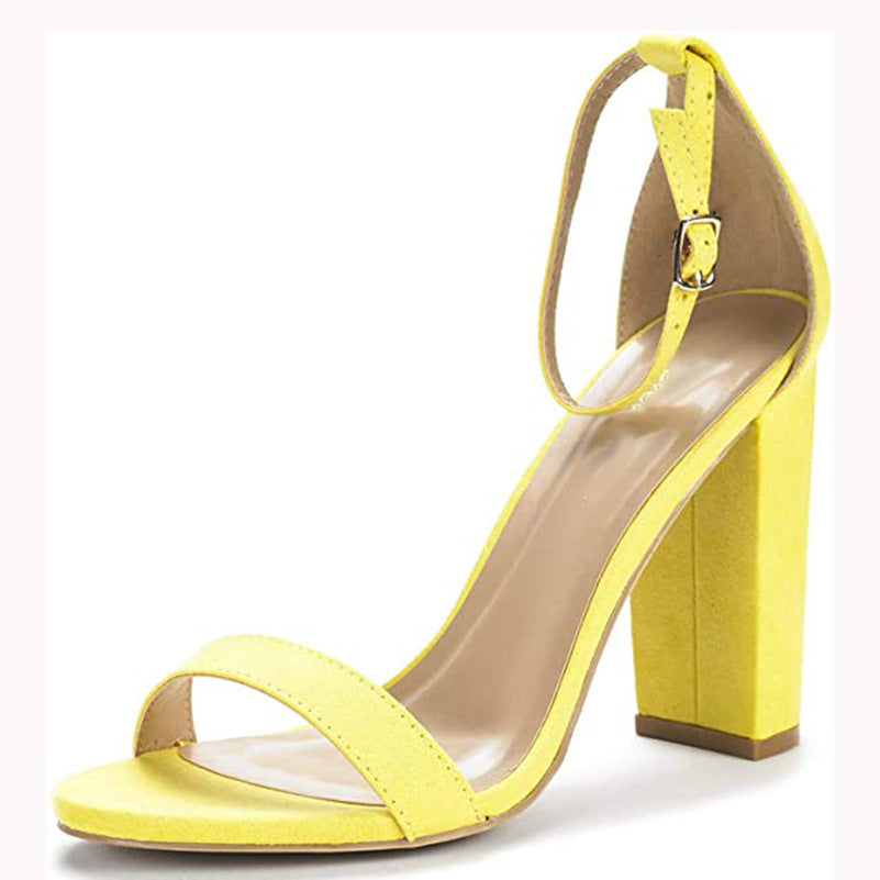 Suede High Block Heels with Ankle Strap